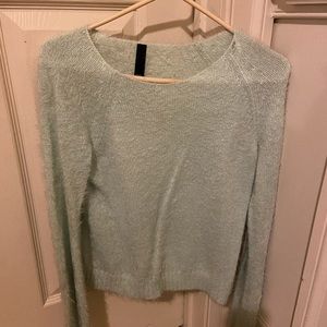 Scoop neck mint blue sweater.
